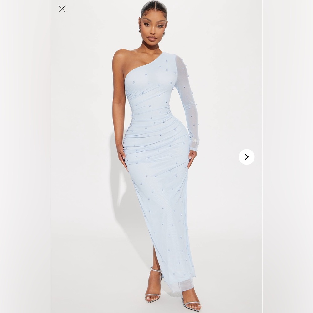 FashionNova Embellished Mesh Maxi Dress